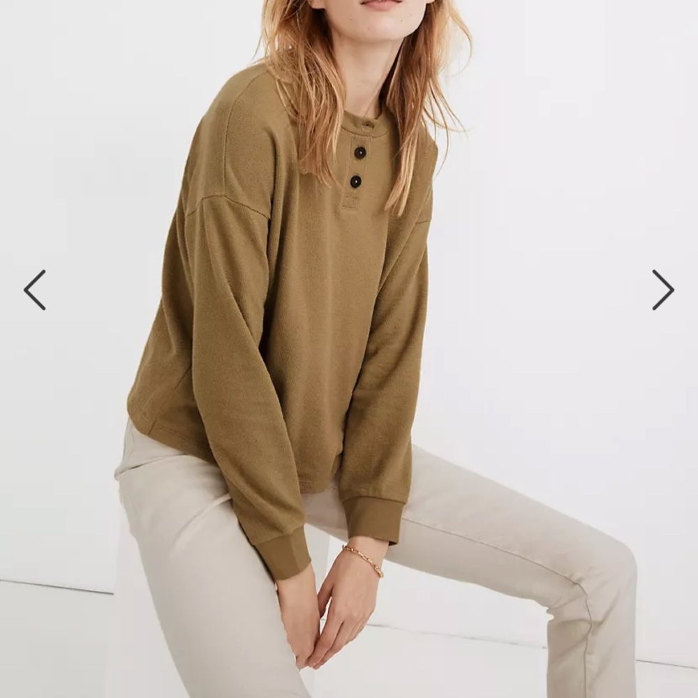 COPY - 3/$25-Madewell Drop Sleeve Henley Tee